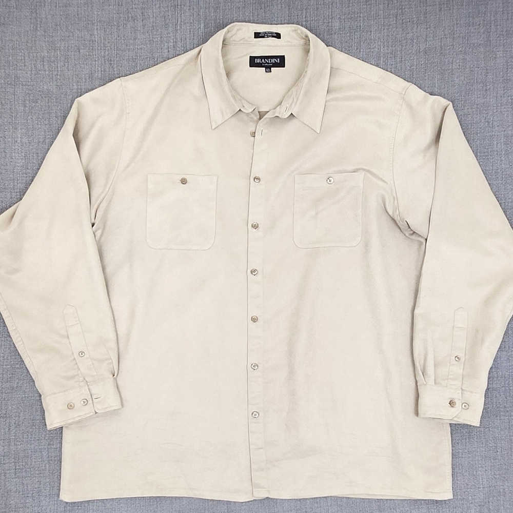 Brandini 100% Polyester Cream Faux Suede Like Material. Made in Hong Kong.